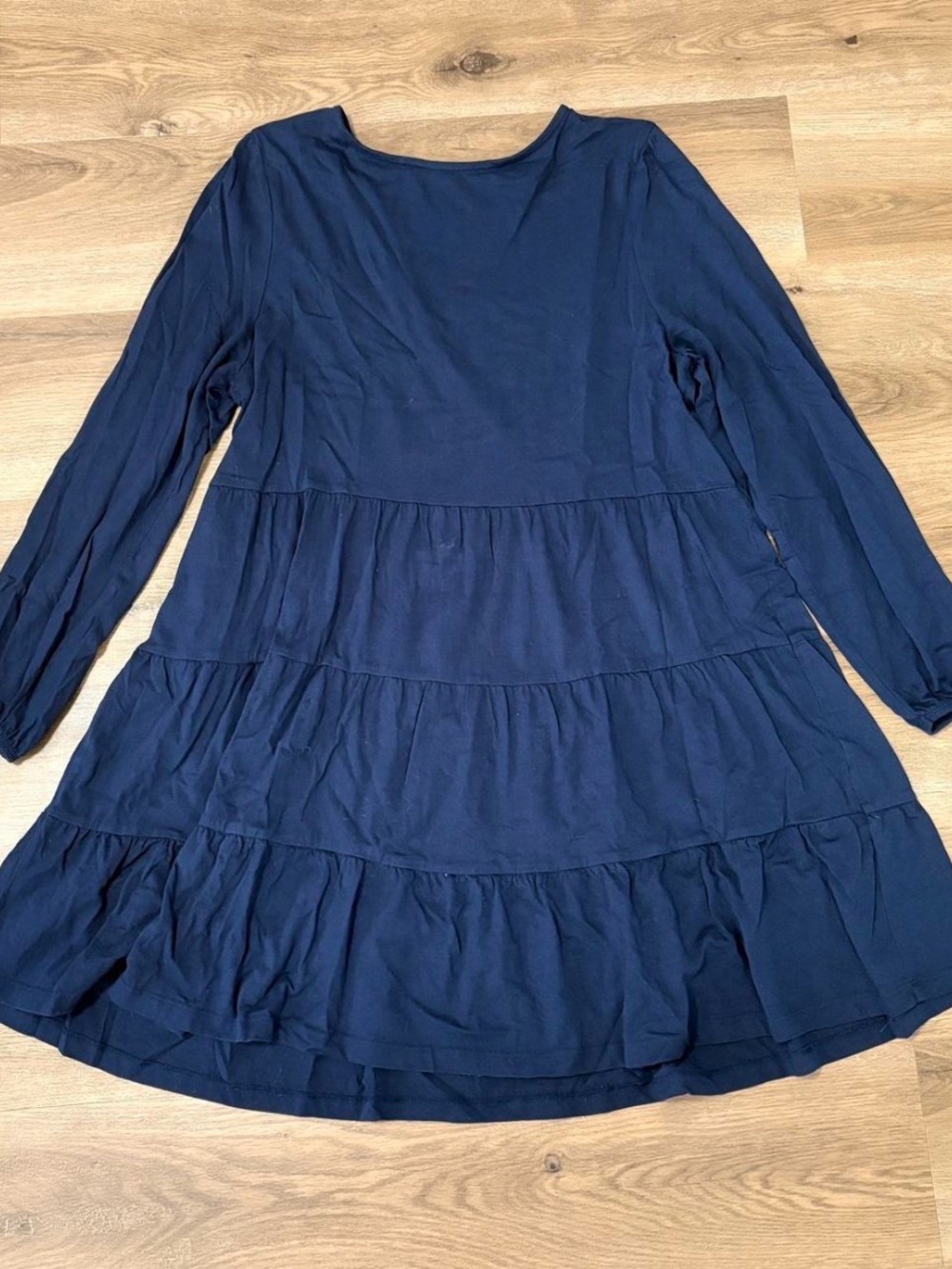 Asos Navy Tiered Long-Sleeve Dress